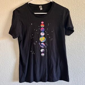 Pride planets black short sleeved t shirt queer